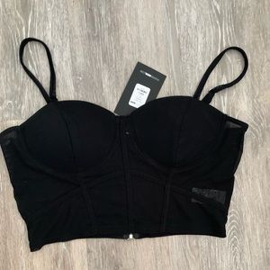 Mesh black crop top